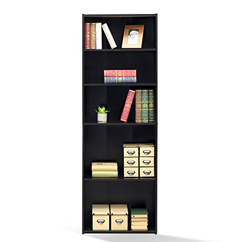 Image of FURINNO Wright 5-Shelf Bookcase, Cinnamon Cherry