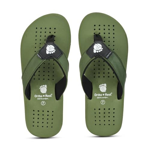 Image of Ortho + Rest Men's Flip Flops, Slippers For Men Daily Use | Soft Cushioned, Anti Skid, Lightweight Casual Chappal, Orthopedic Diabetic Comfortable Footwear, Breathable Cushion Flipflops