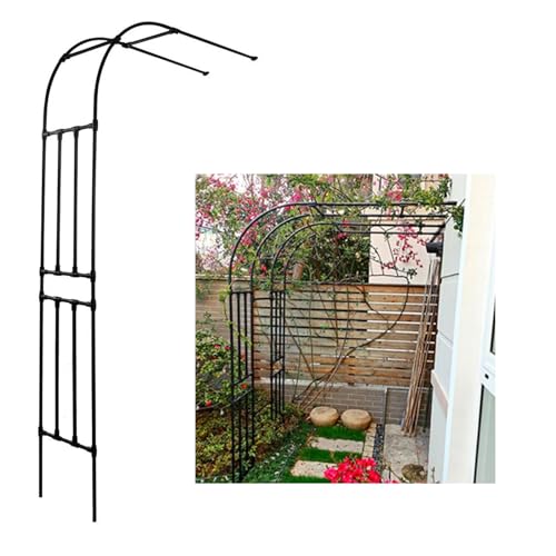 Treillis de jardin pour plantes grimpantes arche demi-face noire support extérieur acier