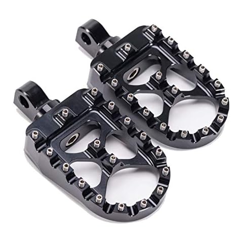 Hopider CNC Wide Foot Pegs 360° Roating MX Chopper Bobber Style for harley Dyna Sportster Fatboy Iron 883,Black Cover