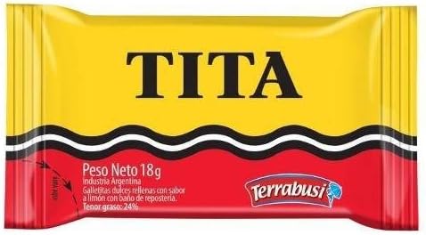 Terrabusi TITA Galletitas de Chocolate- PACK of 10. Rellenas con Sabor a Limon 18 gr. c/u.