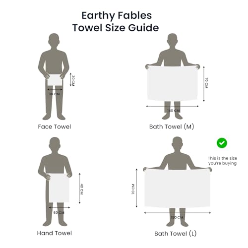Image of Earthy Fables Premium Bath Towel - 100% Combed Cotton, 600 GSM, Ultra Soft, Quick Dry and Highly Absorbent for Home, Travel and Acne-Prone Skin, 140X70 cm, Pack of 2, White