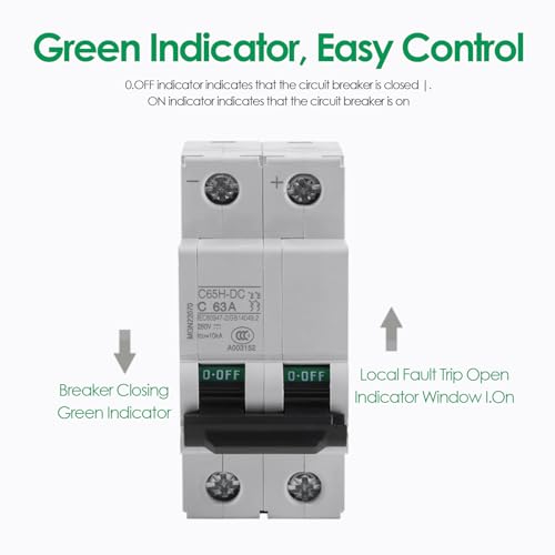 image for Walfront 2P 250V Low Voltage DC Miniature Circuit Breaker for Solar Pa
