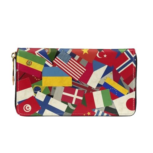 Different Countries National Flags Men'S Women'S Leather Wallet Cell Phone Purse Fashion Clutch Wristlet Bag2