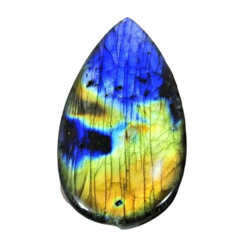 Pierre gemme labradorite naturelle 70x37mm, cabochon haut de gamme pour joaillerie