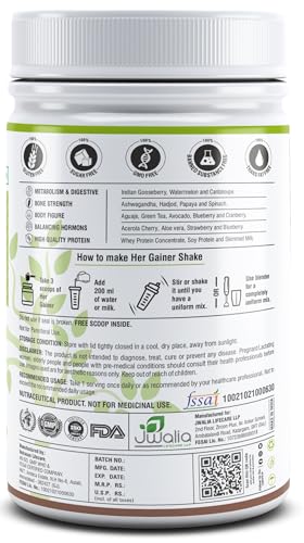 MYHERB Women’s Weight Gainer,Her Gainer With 16 Herbs & Aguaje Fruit,3 High Qaulity Protien,For Weight & Mass Gainer And Muscle Growth For Women (1 kg (Pack of 1), Kashmiri Strawberry)