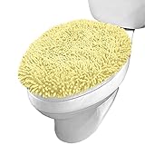 Kangaroo Shag Chenille Toilet Lid Cover, Machine Washable, Microfiber Dries Quickly, Ultra Soft Seat Covers, 19.5x18.5, Fits Most Standard Lids, Essential Home Bathroom Decor, Yellow