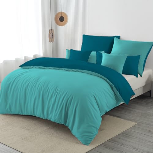 Nesture Bettwäsche 135x200 2teilig Türkis/Petrol Bettwäsche Sets...