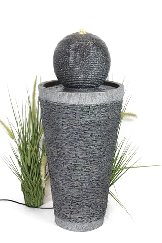 Gartenbrunnen BK910 Kugelbrunnen Steinoptik Springbrunnen 71 cm mit LED Beleuchtung Gartendeko