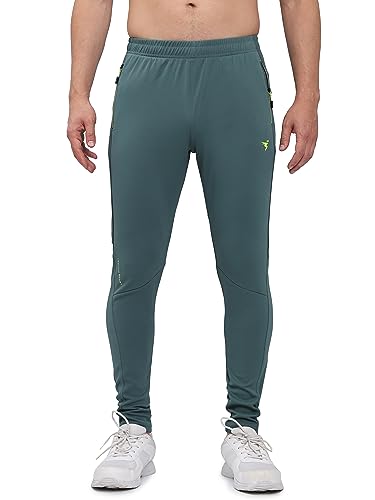 Image of TECHNOSPORT Mens Polyester Slim Fit Activewear Track Pant with SPF50+ for Running, Workout Wear Antimicrobial & Quick Dry
