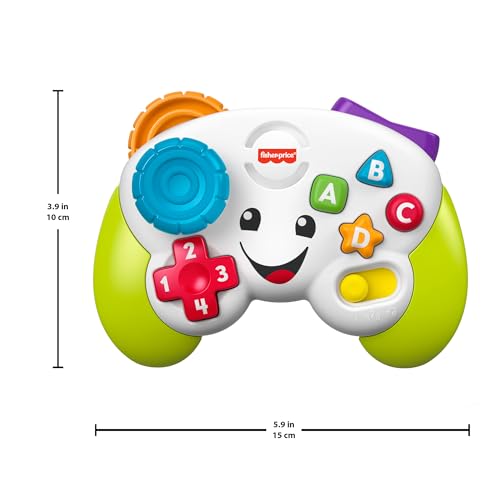 Fisher-Price Lernspaß Spiel-Controller für Babys und Kleinkinder in Grün, Videospiel-Attrappe mit Musik und Leuchtfunktion für Babys ab 6 Monaten, deutsche Version, HXB62