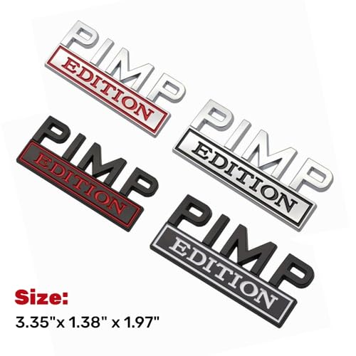 Image of Pimp Edition Emblem 3D Badge Decal Car Stickers for Tailgate /Front Grille /Hood /Fender /Trunk Compatible with Universal Car, Truck, SUV, RV,Scooter, Golf Carts, Motorcycles (Black-Red)