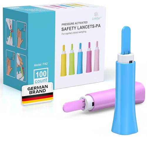 Linkfar Sicherheitslanzetten Lanzetten 30G 1 8mm Tiefe 100 Stück sterile Einweglanzetten für Blutzuckermessgerät und diabetische Tests