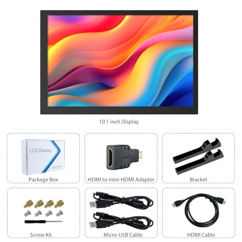 Image of Hosyond 10.1 inch IPS LCD Capacitive Touchscreen Monitor HDMI Display 1280x800 for Raspberry Pi 5 /4 /3B+ Xbox PS4 Windows 7 /8 /10