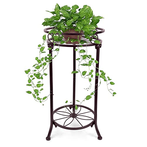 Yhijurs Plant Stand Indoor, Metal Potted 2 Tiers Tall Outdoor Plant Stands,20.3'' Heavy Duty Corner Display Rack, Flower Pot Shelf Planter Holder Decor For Home Garden Office-Bronze #TOP18