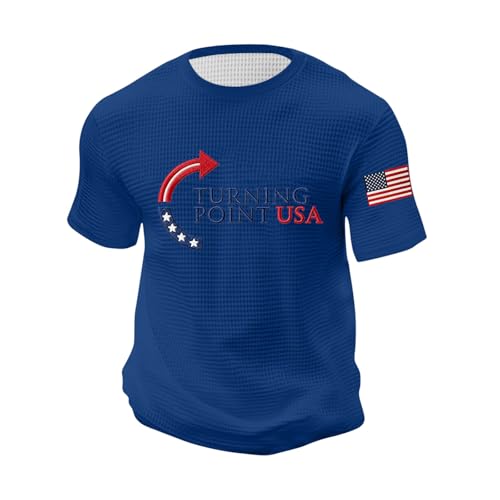 Freedom Shirt Retro Turning Point USA Print T-Shirt Men Short Sleeve America Flag Shirt Graphic Tee A True Patriot Top Crewneck