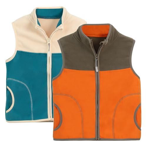 Image of Boys Full Zip Polar Fleece Vest Sleeveless Outwear Warm Jacket with Pockets