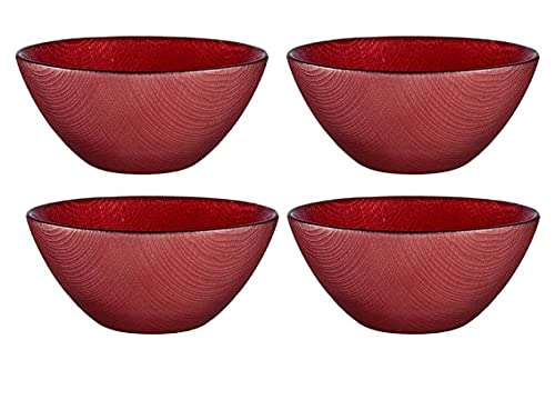 Pack de 4 Bol en verre 15 cm - Bol à salade en verre (rouge) Cover