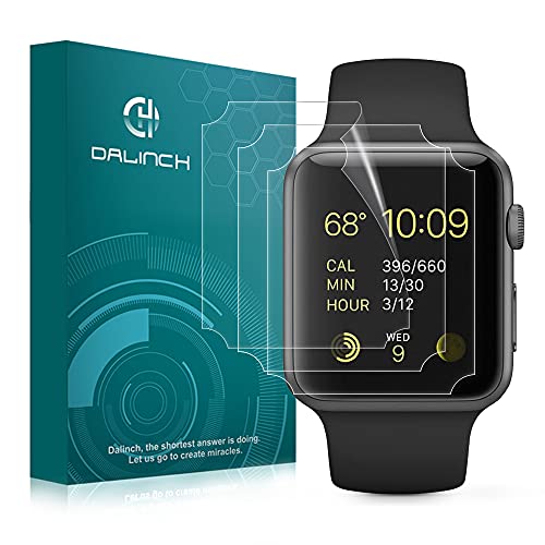 Dalinch Compatible with iWatch 38mm Screen Protector Series 3 Series 2 Series 1 [3Pack]Wet Applied Anti-Bubble No-Lifting Film Screen Protector for iWatch 38mm Hermes Edition/Nike+ Edition