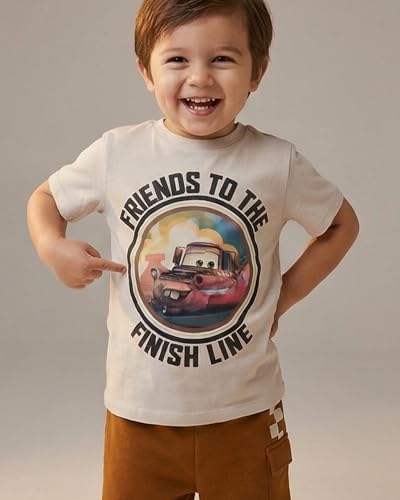 Image of Disney Pixar Cars Lenticular Lightning McQueen Toddler Outfit for Boys, 2 Piece T-Shirt & Fleece Shorts Set