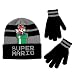 Nintendo Boys' Little Super Mario Beanie Hat and Gloves Cold Weather Set, grey/black Age 4-7