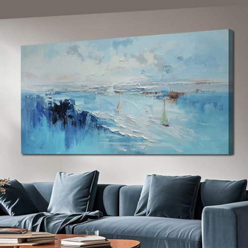 Ardemy Teal Coastal Sailboat Wall Art 58x29