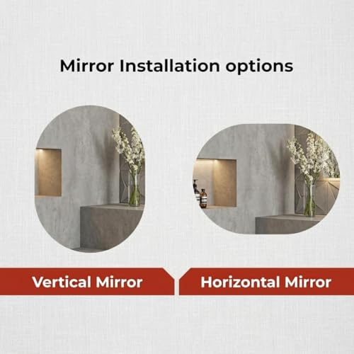 Image of Capsule-Shaped Frameless Wall Mirror - Modern Decorative Mirror for Bathroom, Bedroom, Entryway & Living Room. (9x15)