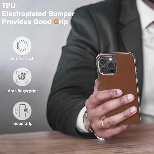 LOHASIC for iPhone 16 Pro Case Leather, Slim Luxury Designer Cover Compatible with Apple iPhone 16 Pro, Soft Vegan Aesthetic Business Protective Leather iPhone 16 Pro Case, Brown