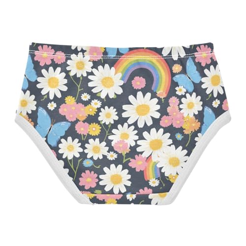 Wusikd Daisies Rainbows Girls' Underwear Cotton Butterflies Girls Briefs Soft Toddler Underwear 2T2