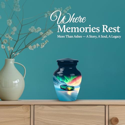Image of Car Urn - Cremation Urn Human Remains - 3 Inch - Pack of 4 - Funeral Ash Urns Mini - Decorative Urns for Human Ashes - Burial Decorative for Mom & Dad
