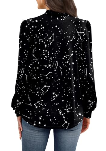 Image of WIHOLL Long Sleeve Shirts for Women Mock Neck Tops Pleated Front Blouses Dressy Casual Spring Fall Clothes 2026 Fashion