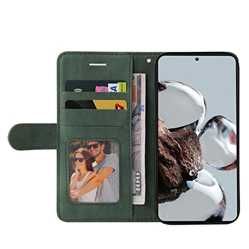 CXTcase for Xiaomi 12T/Xiaomi 12T Pro Case,Wallet PU Leather Flip Folio Case Cover with Card Holder Slots Magnetic Closure,Protective Phone Case for Xiaomi 12T/Xiaomi 12T Pro,Green - Image 2