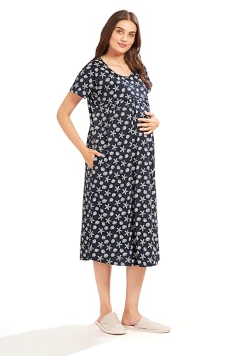 Image of AV2 Women Cotton Printed Maternity Nursing & Feeding Relaxed Fit Nighty -3147