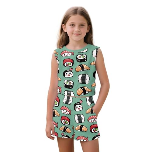 ZFRXIGN Girls Summer Outfits 5-14 Years 2 Piece Short Set Tracksuit Outfit Shorts with Pocket for Dailywear