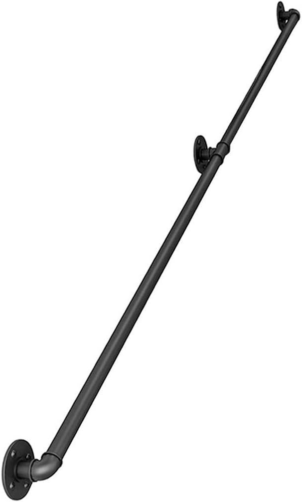 MSHAHO Staircase Handrail Guardrail Banister,Industrial Bar Stair Against The Wall Disabled Elderly Kids Black Iron External Outside Wall Mount Guardrail Stair Handle Armrest/270Cm(9Ft) - - 