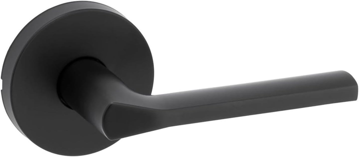 Kwikset 720LSLRDT-514 Lisbon Lever with Round Rose Passage Door Lock with 6AL Latch and RCS Strike Iron Black Finish