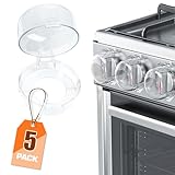 YTDSUP Stove Knob Covers for Child Safety (5 Pack), Stove Knob Safety Covers, Childproof Oven Lock Knob Covers with Adhesive, Prevent Kids-Pets from Gas Stove Knob Locks, Heat-Resistant Upgraded-Clear