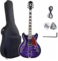 Exquisite workmanship and good materials ensure quality and durability, as well as good resonance performance and sustainability. The semi-hollow jazz electric guitar, the F-hole design not only adds a classical atmosphere to the guitar, but also enh...