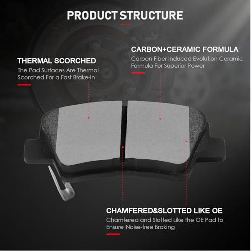 Image of cciyu D1912 D1812 Front & Rear Ceramic Disc Brake Pads Kit For Hyundai For Elantra 2017-2020,For Hyundai For Ioniq 2017-2020,For Kia For Niro 2017-2022