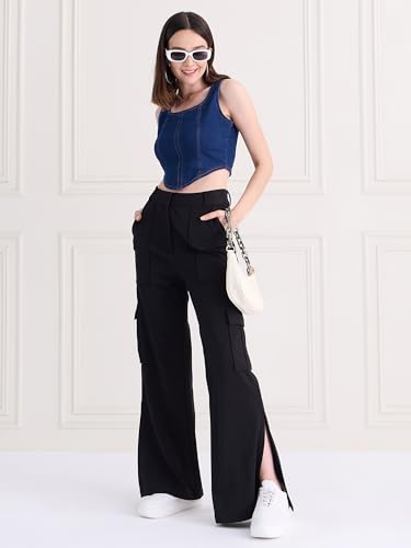 Image of MAGRE Black Twill Cargo Pant with Side Slite