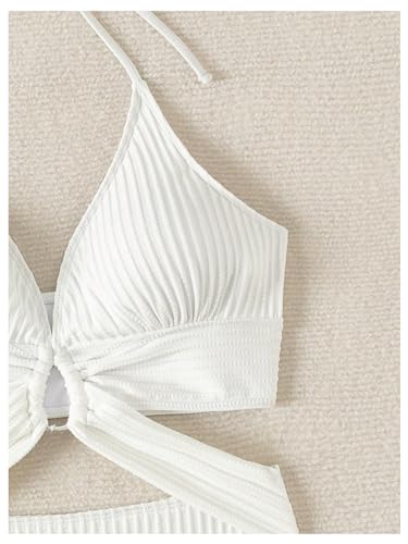 SOLY HUX Women's One Piece Swimsuit Halter V Neck Ring Linked Cut Out Bathing Suit Swimwear3