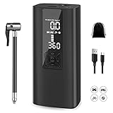 Portable Air Compressor, Fehrominger Rechargeable Tire Inflator 150PSI 8000mAH Cordless Emergency LED Light Electric Air Pump for Car Tire Bicycles Motorcycle Balls (Black)