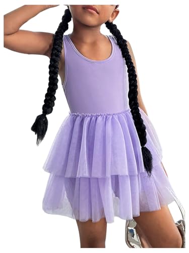 WDIRARA Toddler Girl's Layered Ruffle Sleeveless Dress A Line Swing Tank Dresses with Built in Shorts