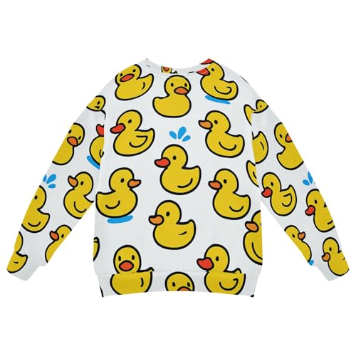 JUNZAN Cute Yellow Rubber Ducks Pattern Kids Girls Hoodie Sweatshirt Crewneck Sweatshirts for Boys Camping 4T2
