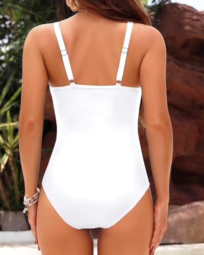 High Neck One Piece Swimsuit Tummy Control for Women Mesh Ruched Slimming Bathing Suit Full Coverage Swimwear4