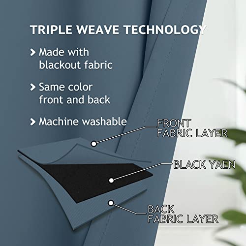 Image of COSVIYA Grommet Room Darkening Stone Blue Curtains 84 inch Long for Bedroom | Light Blocking Insulated Thermal Curtains for Living Room, Blackout Thick Polyester Window Drapes,42x84 inches, 2 Panels