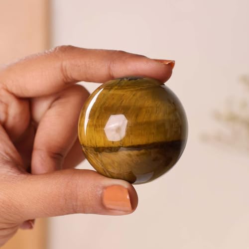 Image of Shubhanjali Tiger Eye Crystal Sphere Ball AA Grade 80-100 GMS | Natural Polished Gemstone Sphere for Meditation, Reiki Practice, Feng Shui & Vastu Decor | Decorative Crystal Ball for Home & Office