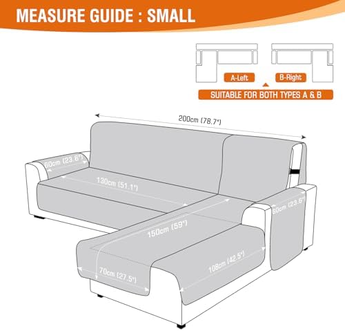 VANSOFY Sectional Couch Covers 100% Waterproof L Shaped Sofa Slipcover 3pcs Reversible Chaise Lounge Cover for Sectional Sofa Furniture Protector Cover for Pets Cat Dog(Small, Khaki)