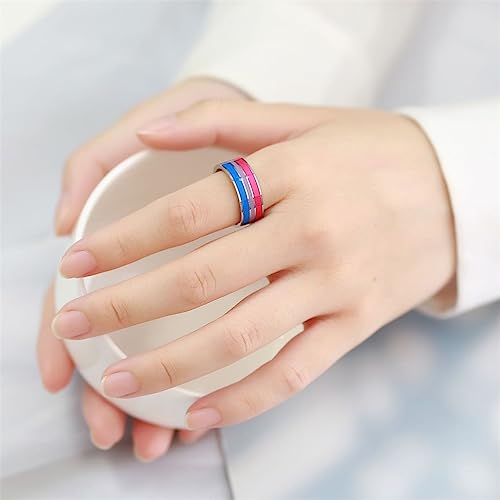 Unisex Stainless Steel 8mm Unique Cool Enamel Rainbow Stripes Homosexuals LGBT Gay Pride Ring Eternity Couple Wedding Band4