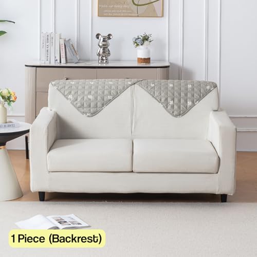 Image of House of Quirk 'Mughal Series' Printed Quilted Sofa Cover for 1 /2 /3 /4 Seater - Anti-Slip, Washable Couch Protector Slipcover (Backrest, Neem Buti, 50x70 cm)